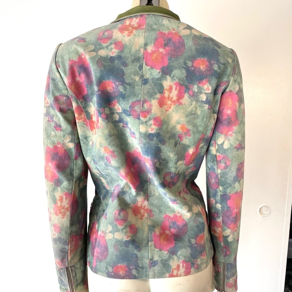 Augustina’s Leather Women’s Floral Multicolor Fully Lined Zip Jacket Sz. 8 - Picture 8 of 11
